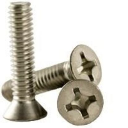 Picture of 1/4" - 20 X 1" Machine Screw Flat Head Phillips Zn