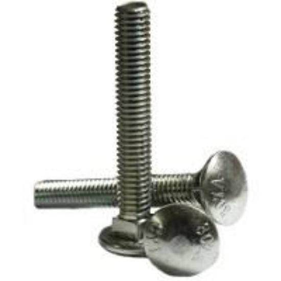 Picture of 1/4" - 20 X 1 1/4" Grade 5 Medium Carbon Carriage Bolts (Inch) Plain Fully Threaded