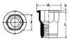 Picture of Rivet Nut 1/4-20 x 0.585 Hexagon style Flat Head, Zinc Dichromate